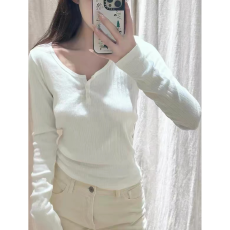 批发210克提花29粘胶63涤8氨纶美式长袖T恤女bm打底衫上衣<b class='q'>百搭</b>内搭