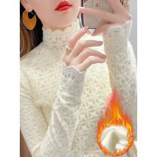 批发半高领蕾丝雪纺打底衫2026春季新款小衫加厚<b class='q'>长袖</b>上衣轻奢高级女装