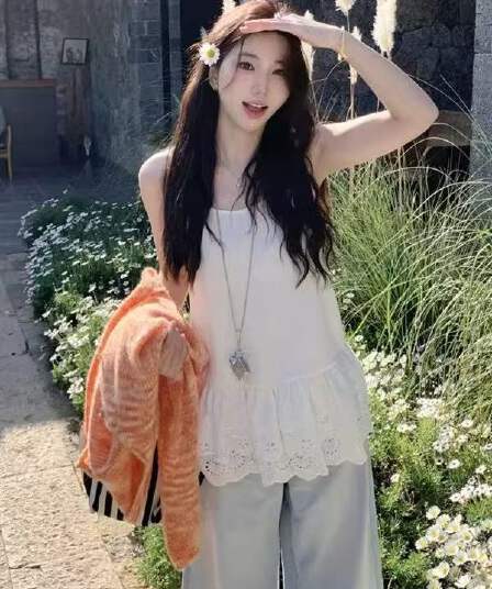 화이트 발레 바람 레이스 레이스 캐미솔 봄 가을 유럽 상품 패션 다용도 외출용 스택 착용 슬립 맨위
