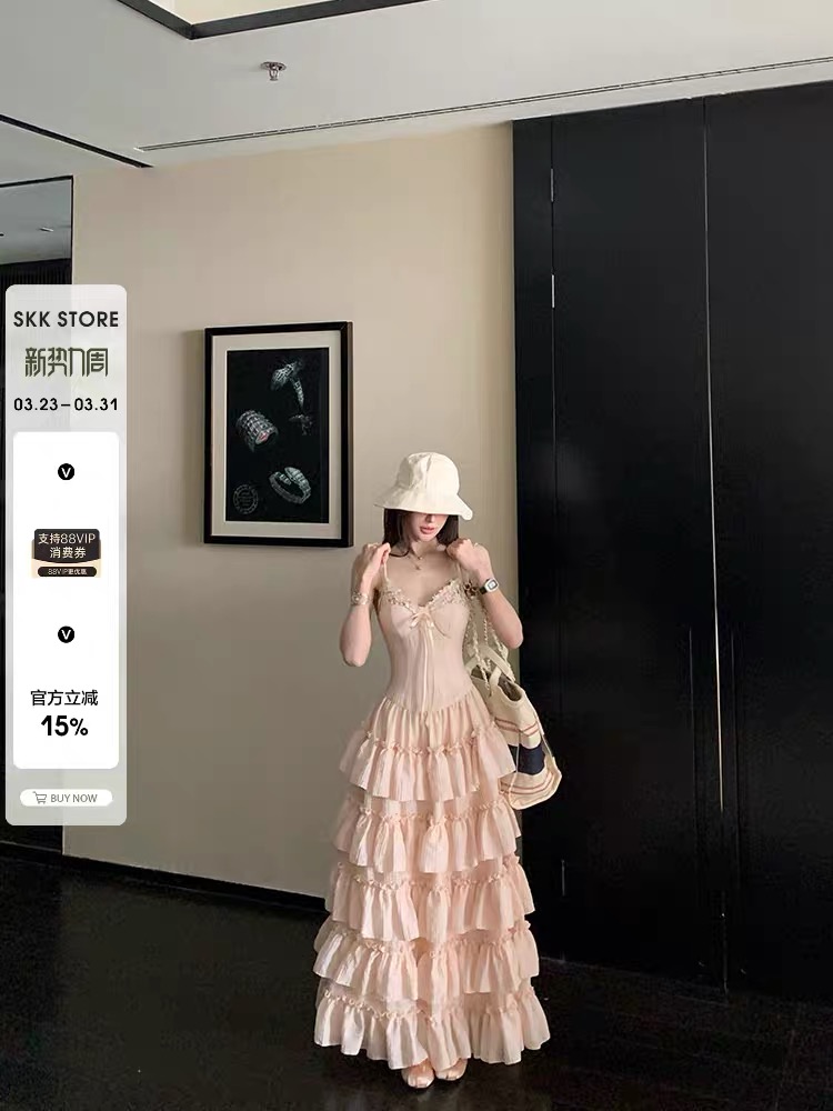 skk store S 지아 리 치마 프랑스식 무거운 작업 4 미터 소비 재료 레이스 슬립 드레스 3 차원 케이크 롱 스커트