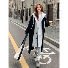 批发【300克仿羊羔绒】<b class='q'>外套</b>女秋冬长款过膝小个子假两件休闲<b class='q'>大衣</b>