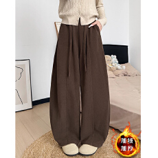 批发大码M-6XL复古弯刀裤女秋冬加厚灯芯绒休闲宽松bf慵懒风阔腿裤ins