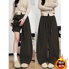 批发大码M-6XL美式复古灯芯绒弯刀裤女秋季加绒加厚抽绳松弛风灯笼裤