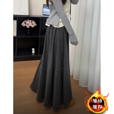 批发<b class='q'>大码</b>M-6XL韩版深灰色糯米<b class='q'>裙裤</b>秋冬加绒加厚女梨形身材垂顺阔腿裤