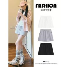 批发大码M-6XL灰色运动短裙女春夏薄款高腰包臀半身裙卫裙<b class='q'>显瘦</b>a字裙裤