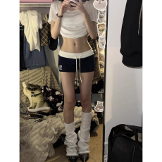批发S-XL美式辣妹短裤女夏季字母印花显瘦运动裤设计感<b class='q'>修身</b>包臀三分裤