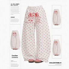 批发S-6XL高密度绣花美式街头风星星印花阔腿裤女夏季百搭宽松长裤ins
