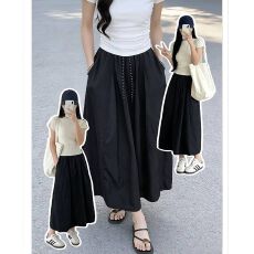 批发S-6XL藏青色速干工装裙女夏季南瓜裙小个子高腰显瘦a字百搭半身裙