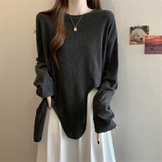 批发实拍 大码胖MM 设计感慵懒风不规则T恤洋气百搭上衣