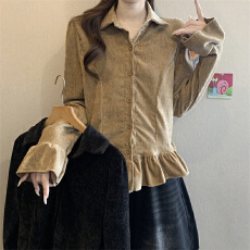 批发实拍 大码<b class='q'>胖</b><b class='q'>MM</b>  <b class='q'>设计</b>感荷叶边喇叭袖丝绒小杉洋气百搭上衣