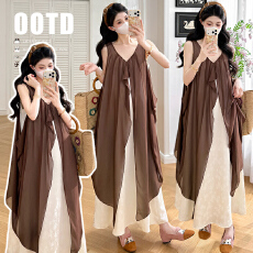 批发实拍 现 2026夏款<b class='q'>孕妇装</b>拼接V领系带宽松<b class='q'>孕妇</b><b class='q'>连衣裙</b>宽松<b class='q'>孕妇</b><b class='q'>裙</b>