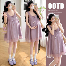 批发实拍~现 孕妇夏季气质波点<b class='q'>连衣裙</b>U领法式韩版<b class='q'>连衣裙</b>