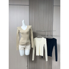 批发5werkwen 实穿加色 黑色V领针织打底衫长袖内搭秋冬<b class='q'>修身</b>上衣女