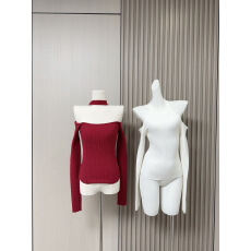 批发/设计感正反两穿小高领露肩修身针织打底衫