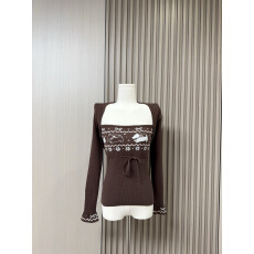 weekendhub费尔岛毛衫2025女咖色毛衣叠穿两件套针织开衫外套秋冬