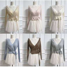 批发JMSHOP 白女系列3.0~ coquette美学! 娇俏芭蕾绑带针织开衫