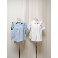 批发学院风<b class='q'>格子</b>衬<b class='q'>衫</b>短袖女夏季穿搭泡泡袖格纹衬<b class='q'>衣</b>显瘦甜美多巴胺上衣