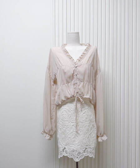 skk store Romantik 작은 셔츠 쉬폰 주름 셔츠 마이크로 ~을 통해 블라우스 첨부 된 230g 두꺼운 모달 튜브탑