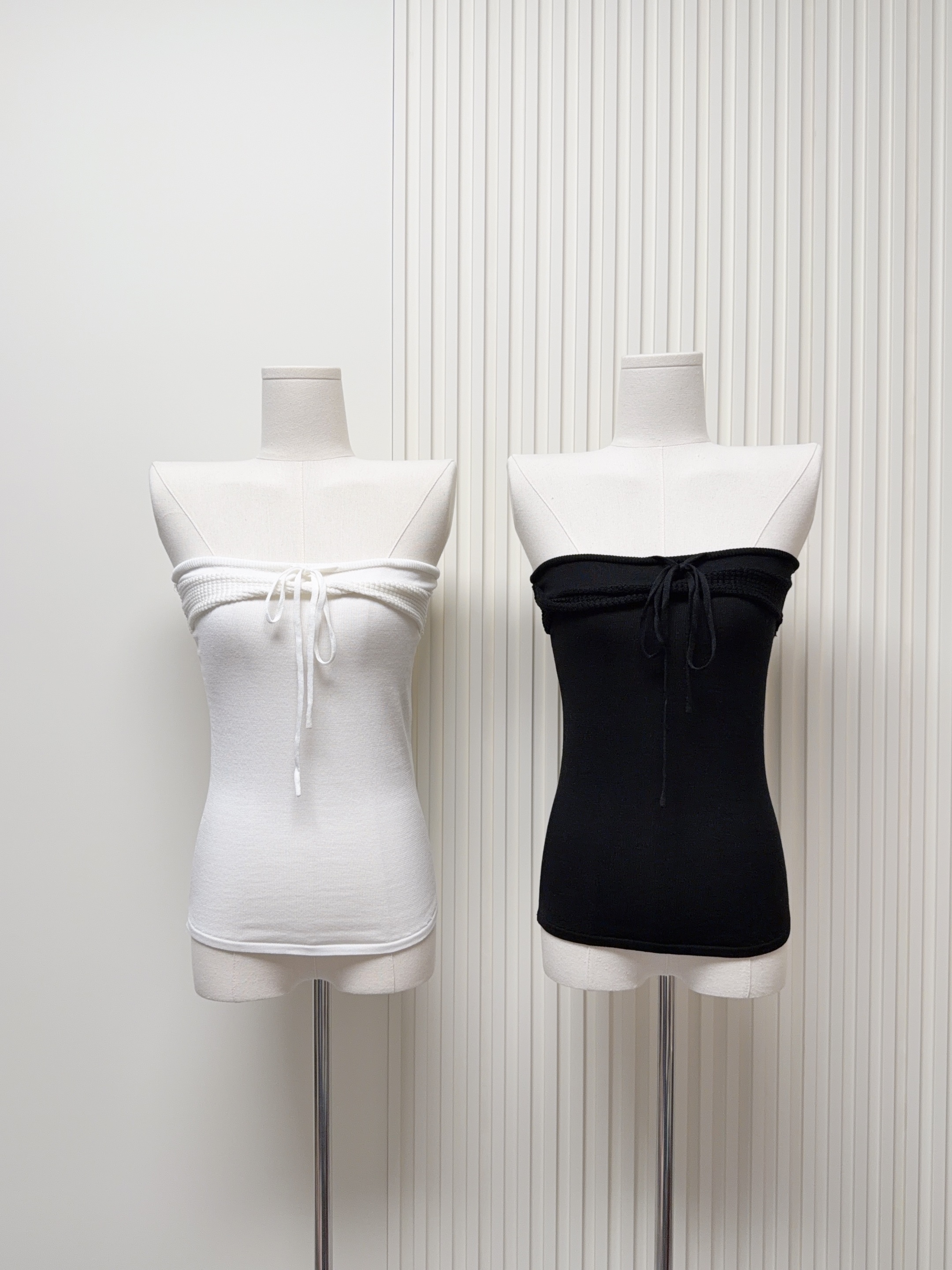 siiooye miu 부서 화이트 포함 양모 니트 매듭 튜브탑 여성 여름 순수한 욕망 센스 캐미솔 맨위