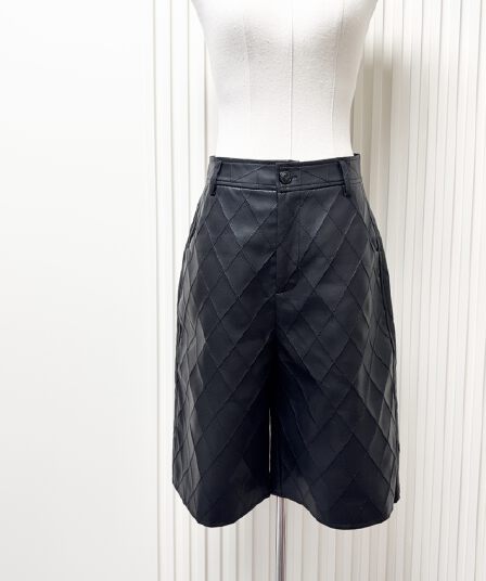 nss collection 중년 향기로운 향 vtg 링 그리드 블랙 5 점 가죽 바지 스트레이트 슬림해 보이는 다용도 바지