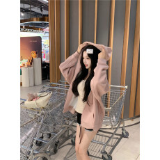 批发实拍实价初秋新款烟粉色韩系连帽<b class='q'>卫衣</b>纯欲条纹背心休闲短裤