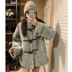 批发原版品质 不减 灰色牛角扣双面呢大衣高级感超好看气质百搭外套潮