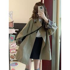 批发原版品质 不减 撞色风衣外套女春秋新款小个子英伦风高级感大衣潮