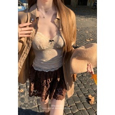 批发非实拍不减 法式辣妹蕾丝吊带背心女带胸垫内搭一体打底纯欲上衣