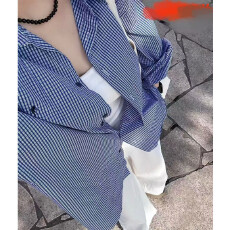 批发非实拍不减 刺绣格子<b class='q'>衬衫女</b>春装新款<b class='q'>韩版</b>显瘦蓝色长袖衬衣外套潮