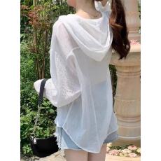 批发非实拍不减 薄款连帽透气<b class='q'>防晒衣</b>长袖衬衫外套小个子宽松显瘦上衣