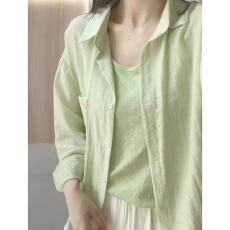 批发非实拍不减 防晒衬衫薄外套女新款衬衣休闲宽松法式长袖气质上衣