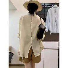 批发非实拍不减 设计感后背纽扣镂空长袖衬衫<b class='q'>夏</b>薄款韩版宽松休闲上衣