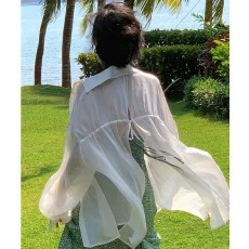 批发非实拍不减 春<b class='q'>夏</b>防晒衣露背设计感小众衬衫仙长袖宽松薄开衫外套