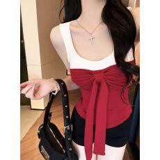 批发非实拍不减 假两件拼接<b class='q'>吊带</b><b class='q'>背心</b>外穿女夏季新款小众绑带无袖上衣