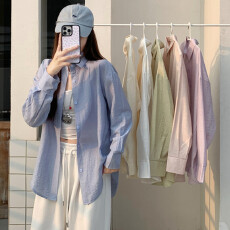 批发实拍不减 轻薄防晒衬衫女防紫外线宽松<b class='q'>户外</b>防晒衣新款外套慵懒风