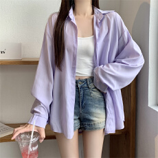 批发实拍不减 开衫防晒衣春夏薄款<b class='q'>衬衫</b>配吊带裙子外搭中长款宽松外套