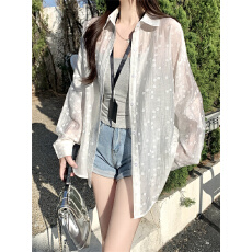 批发实拍不减 韩版时尚<b class='q'>甜美</b>风薄款翻领长袖衬衫夏季设计感宽松衬衣潮