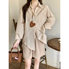 批发实拍不减 条纹<b class='q'>衬衫</b>女春季法式轻熟别致设计感小众气质<b class='q'>长袖</b>上衣潮