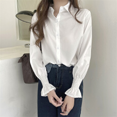 批发实拍不减 白色衬衫上衣女<b class='q'>外套</b>设计感小众<b class='q'>宽松</b>外穿春装新款衬衣潮