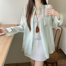 批发实拍不减 纯色<b class='q'>防晒</b>衬衫夏季新款韩版小众设计感百搭宽松长袖<b class='q'>外套</b>