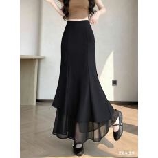 批发实拍不减 不规则网纱<b class='q'>西装</b>半身裙<b class='q'>女</b>夏新款高腰垂感a字鱼尾包臀长<b class='q'>裙</b>