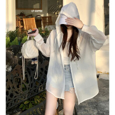 批发薄款防晒衣女夏季新款宽松休闲中<b class='q'>长款</b>上衣好看减龄连帽防晒外套潮