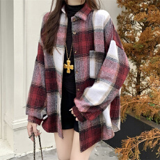 批发加厚磨毛格子<b class='q'>衬衫</b><b class='q'>外套</b>女中长款宽松韩版女装秋冬新款小众上衣<b class='q'>衬衣</b>