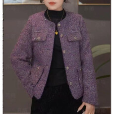 批发短款女装长袖小香风新款上衣女洋气百搭<b class='q'>时尚</b>显瘦夹棉加厚保暖<b class='q'>外套</b>
