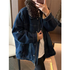 批发今年流行时尚加棉加厚牛仔外套女装冬季新款韩系巨好看中长款上衣