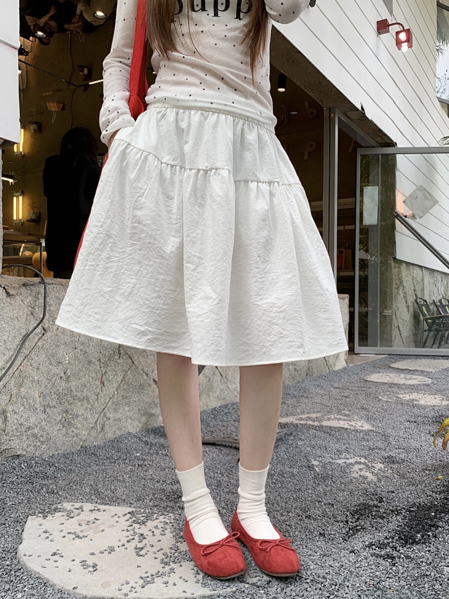 실사 정가 새로운 한국 스타일 루즈핏 캐주얼 슬림해 보이는 다용도 한 마디 반신 5 점 미니 스커트