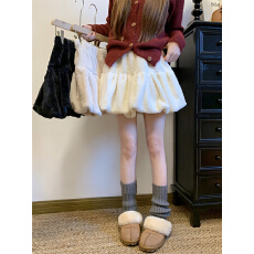 实拍实价 新款韩版高腰显瘦百搭加厚保暖毛茸茸半身裙