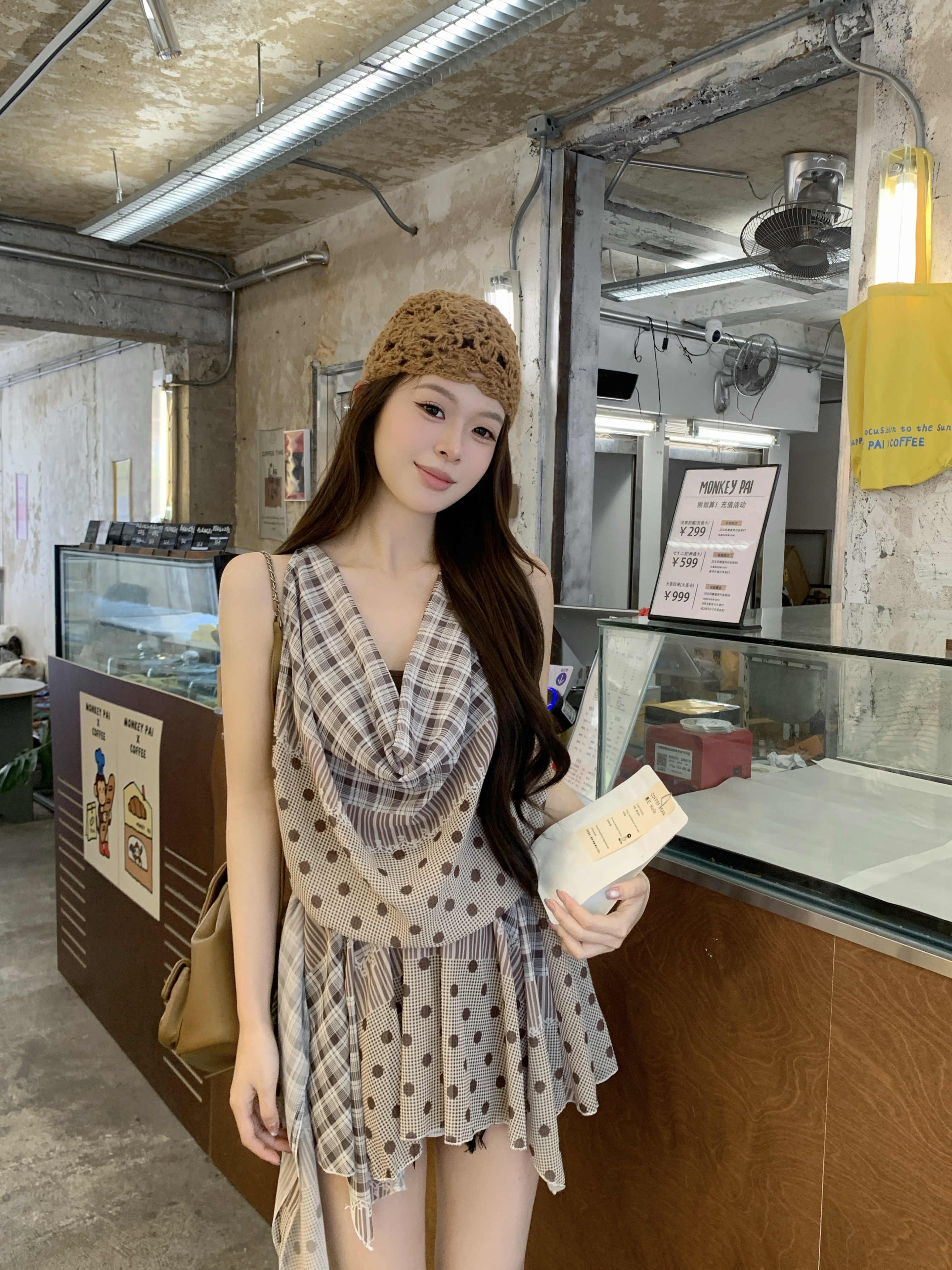 실사 정가 레트로 불모지 바람 페이크 레이어드 흔들다 칼라 새로운 작은 대중 달콤한 매운맛 불규칙 허리 수축 맨위 여성