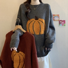 批发提花针织打底衫毛衣女秋冬新款大码胖mm显瘦遮肚减龄短款内搭上衣