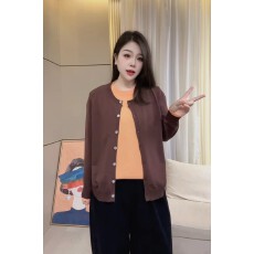 批发90-200斤穿）大码女装拼色假两件针织长袖